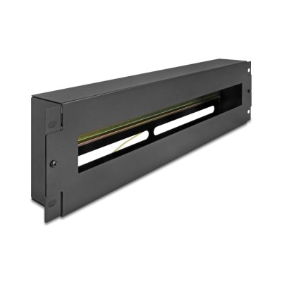 Delock 19″ Circuit-breaker strip with cover and DIN rail 3U metal black