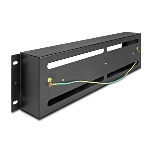 Delock 19″ Circuit-breaker strip with cover and DIN rail 3U metal black