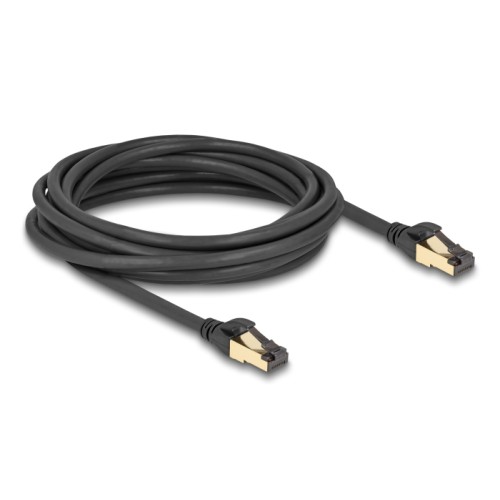 Delock RJ45 Network Cable Cat.6A male to male S/FTP black 5 m with Cat.7 raw cable suitable for industrial and outdoor use