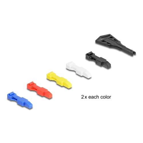 Delock RJ45 Network Cable Cat.6A S/FTP with secure clips set 0.5 m black