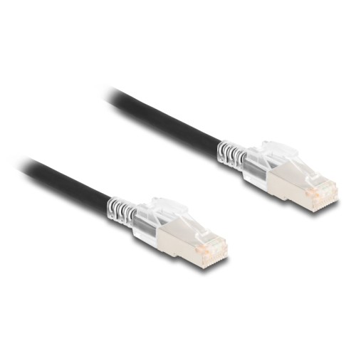 Delock RJ45 Network Cable Cat.6A S/FTP with secure clips set 5 m black