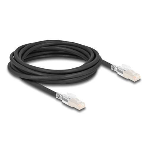 Delock RJ45 Network Cable Cat.6A S/FTP with secure clips set 5 m black