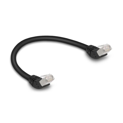 Delock RJ45 Network Cable Cat.6A S/FTP 45° upwards angled 0.25 m black 2