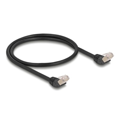 Delock RJ45 Network Cable Cat.6A S/FTP 45° upwards angled 0.5 m black 2