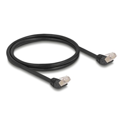 Delock RJ45 Network Cable Cat.6A S/FTP 45° upwards angled 1 m black 2