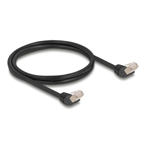 Delock RJ45 Network Cable Cat.6A S/FTP 45° upwards angled 1 m black