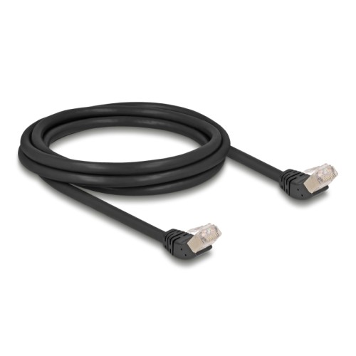 Delock RJ45 Network Cable Cat.6A S/FTP 45° upwards angled 2 m black