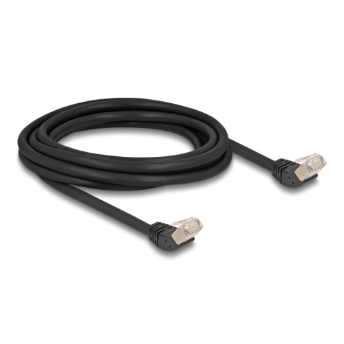 Delock RJ45 Network Cable Cat.6A S/FTP 45° upwards angled 3 m black