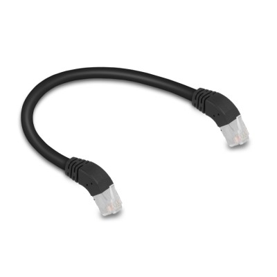 Delock RJ45 Network Cable Cat.6A S/FTP 45° downwards angled 0.25 m black 2