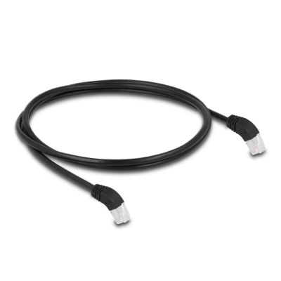 Delock RJ45 Network Cable Cat.6A S/FTP 45° downwards angled 1 m black 2