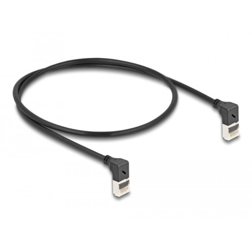 Delock RJ45 Network Cable Cat.6A S/FTP Slim 90° upwards / upwards angled 0.5 m black