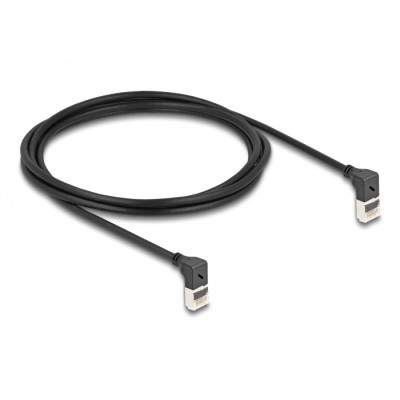 Delock RJ45 Network Cable Cat.6A S/FTP Slim 90° upwards / upwards angled 2 m black 2