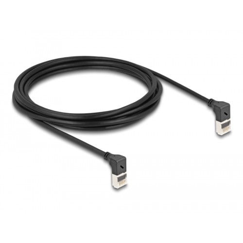 Delock RJ45 Network Cable Cat.6A S/FTP Slim 90° upwards / upwards angled 3 m black