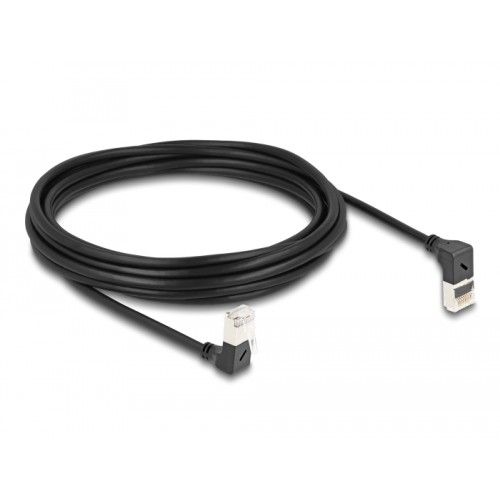 Delock RJ45 Network Cable Cat.6A S/FTP Slim 90° upwards / downwards angled 5 m black