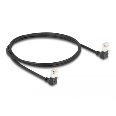 Delock RJ45 Network Cable Cat.6A S/FTP Slim 90° downwards / downwards angled 1 m black 2