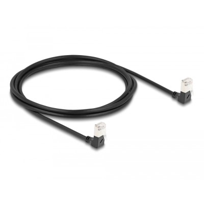 Delock RJ45 Network Cable Cat.6A S/FTP Slim 90° downwards / downwards angled 2 m black 2