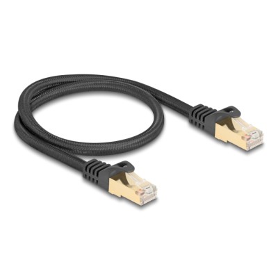 Delock RJ45 Network Cable with braided jacket Cat.6A S/FTP plug to plug 0.5 m black 2