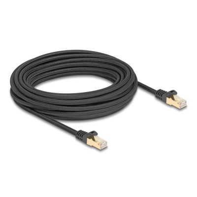 Delock RJ45 Network Cable with braided jacket Cat.6A S/FTP plug to plug 10 m black 2