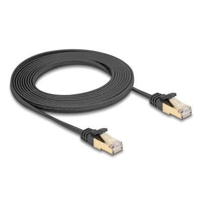 Delock RJ45 Flat Network Cable with braided jacket Cat.6A U/FTP plug to plug 3 m black 2