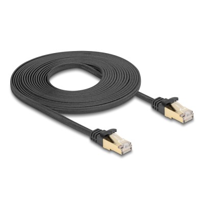 Delock RJ45 Flat Network Cable with braided jacket Cat.6A U/FTP plug to plug 5 m black 2