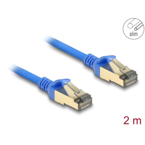Delock RJ45 Network Cable Cat.8.1 F/FTP Slim 2 m blue