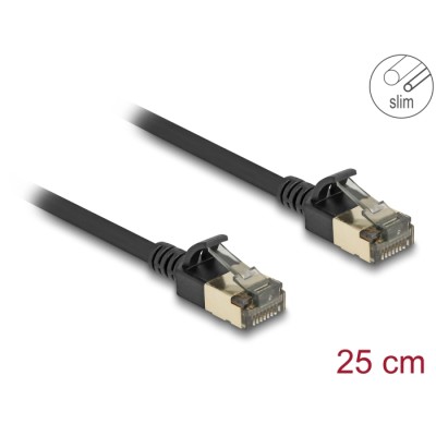 Delock RJ45 Network Cable Cat.8.1 F/FTP Slim Pro 0.25 m black