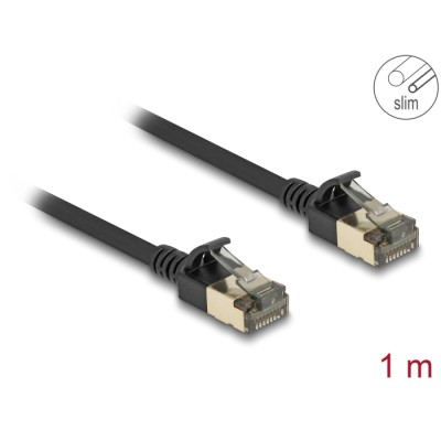 Delock RJ45 Network Cable Cat.8.1 F/FTP Slim Pro 1 m black