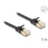 Delock RJ45 Network Cable Cat.6A plug to plug with robust latch and Cat.7 raw flat cable U/FTP 1 m black