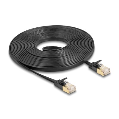 Delock RJ45 Network Cable Cat.6A plug to plug with robust latch and Cat.7 raw flat cable U/FTP 5 m black 2