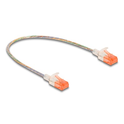 Delock RJ45 Network Cable Cat.6A U/UTP Slim 0.3 m transparent 2