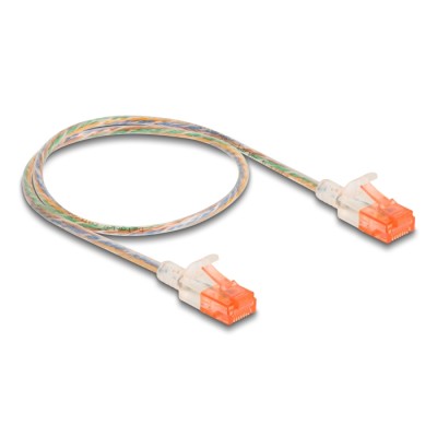 Delock RJ45 Network Cable Cat.6A U/UTP Slim 0.5 m transparent 2