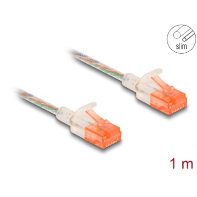 Delock RJ45 Network Cable Cat.6A U/UTP Slim 1 m transparent