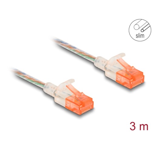 Delock RJ45 Network Cable Cat.6A U/UTP Slim 3 m transparent