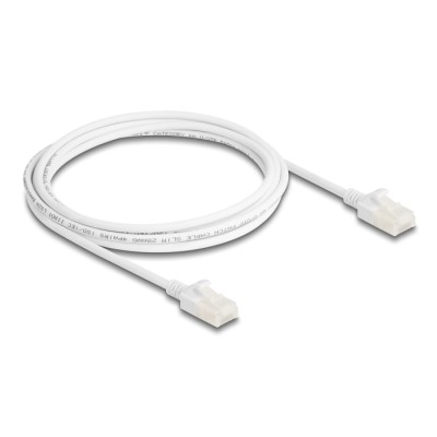 Delock RJ45 Network Cable Cat.6A plug to plug with robust latch for industrial use U/UTP Slim 2 m white 2