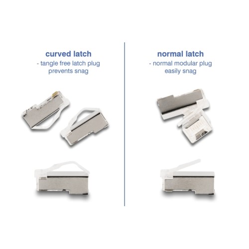 Delock RJ45 Network Cable Cat.6A plug to plug with curved latch U/FTP Slim 0.3 m green