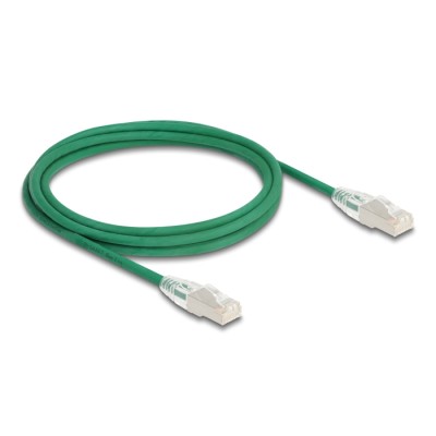 Delock RJ45 Network Cable Cat.6A plug to plug with curved latch U/FTP Slim 2 m green 2
