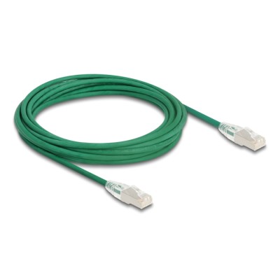 Delock RJ45 Network Cable Cat.6A plug to plug with curved latch U/FTP Slim 5 m green 2