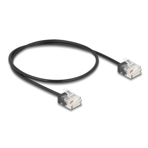 Delock RJ45 Network Cable Cat.6 UTP Ultra Slim 0.5 m black with short plugs