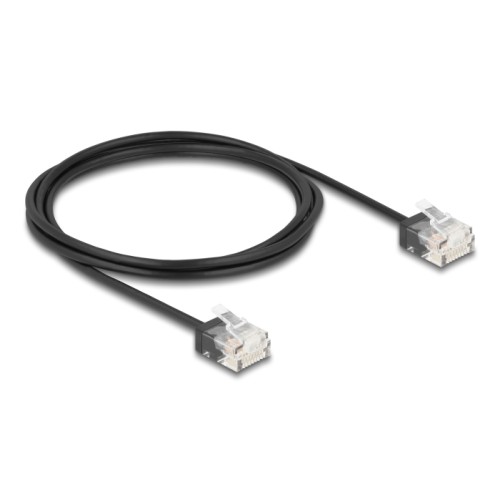Delock RJ45 Network Cable Cat.6 UTP Ultra Slim 2 m black with short plugs