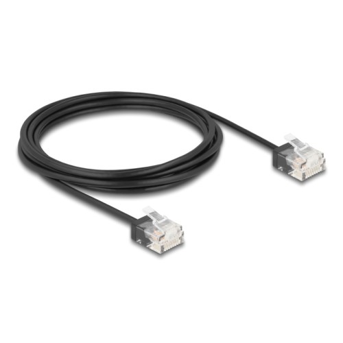 Delock RJ45 Network Cable Cat.6 UTP Ultra Slim 3 m black with short plugs