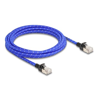 Delock RJ45 Network Cable with braided coating Cat.6A U/FTP Slim 3 m blue 2