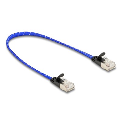 Delock RJ45 flat network cable with braided coating Cat.6A U/FTP 0.3 m blue 2