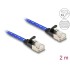 Delock RJ45 flat network cable with braided coating Cat.6A U/FTP 2 m blue
