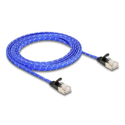 Delock RJ45 flat network cable with braided coating Cat.6A U/FTP 2 m blue 2