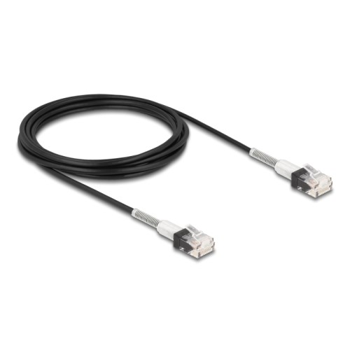 Delock RJ45 Network Cable with double bend protection Cat.6A UTP Slim 3 m black