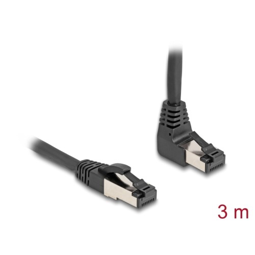 Delock RJ45 Network Cable Cat.8.1 S/FTP 90° upwards angled / straight 3 m black