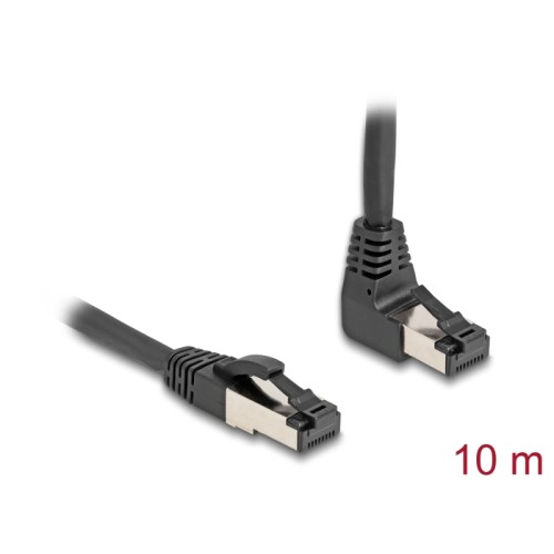 Delock RJ45 Network Cable Cat.8.1 S/FTP 90° upwards angled / straight 10 m black
