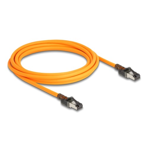 Delock RJ45 Network Cable with USB Type-C™ port finder function Self Tracing Cat.6A S/FTP 3 m orange