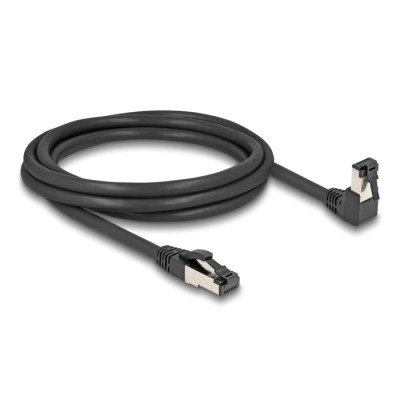 Delock RJ45 Network Cable Cat.8.1 S/FTP 90° downwards angled / straight 2 m black 2