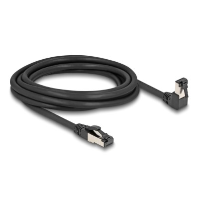 Delock RJ45 Network Cable Cat.8.1 S/FTP 90° downwards angled / straight 3 m black 2